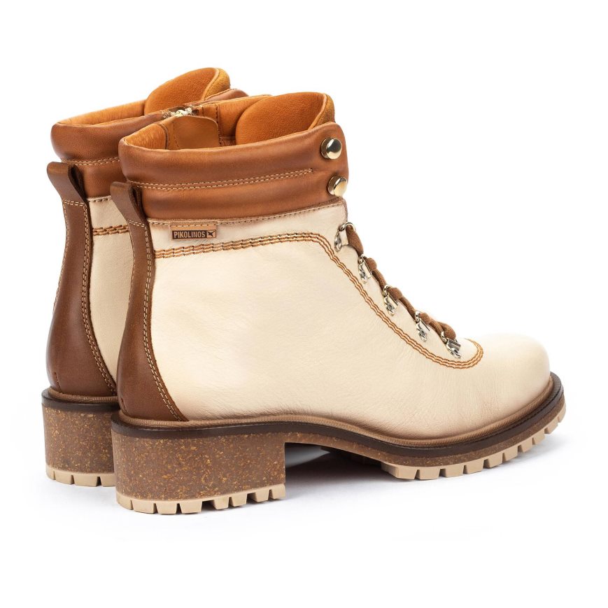 Women's Pikolinos ASPE Ankle Boots Cream / Brown | NZ J915307